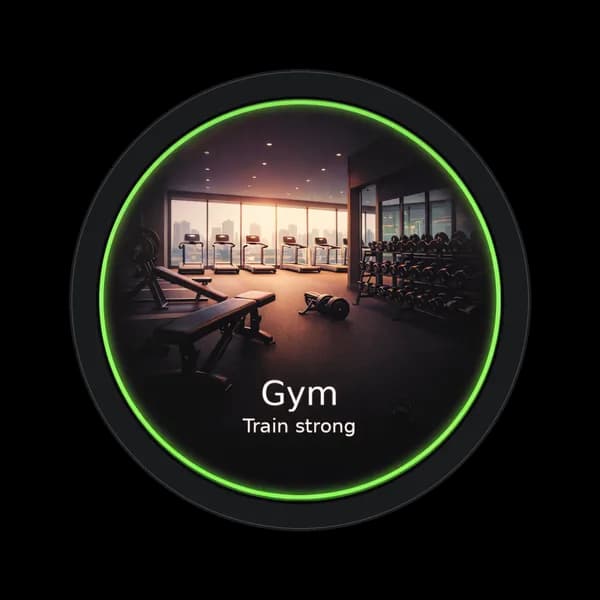 VOYCE round display showing a custom fitness floor designation