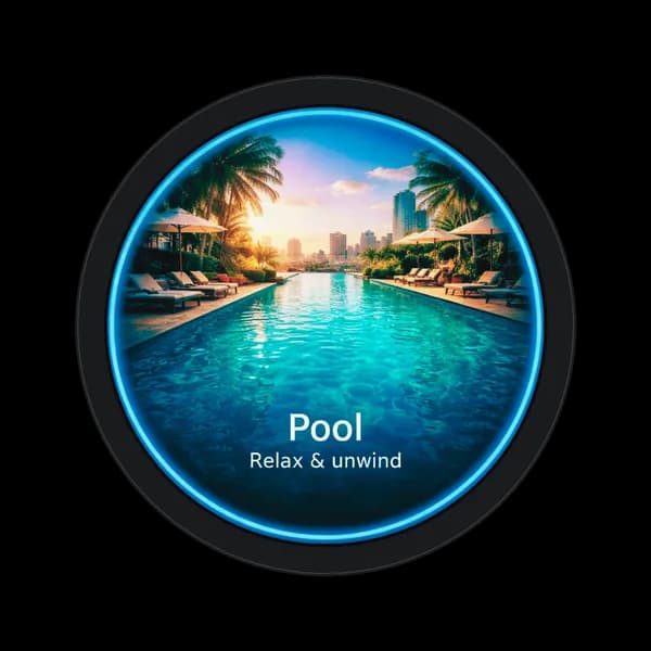 VOYCE round display showing a custom pool level designation